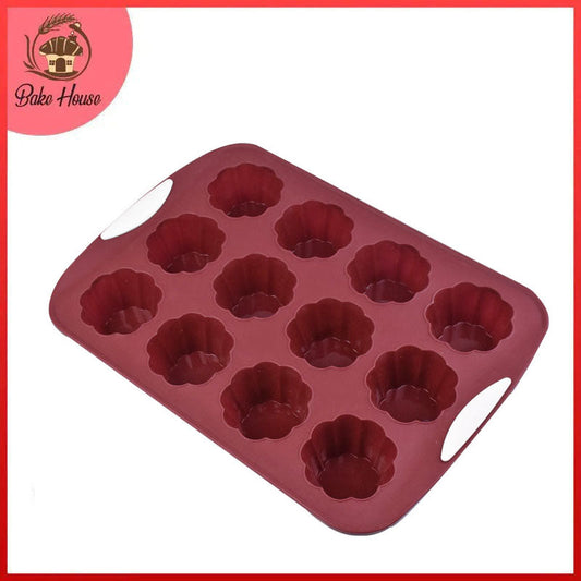 Flower Shape Muffin Silicone Tray 12 Cavity