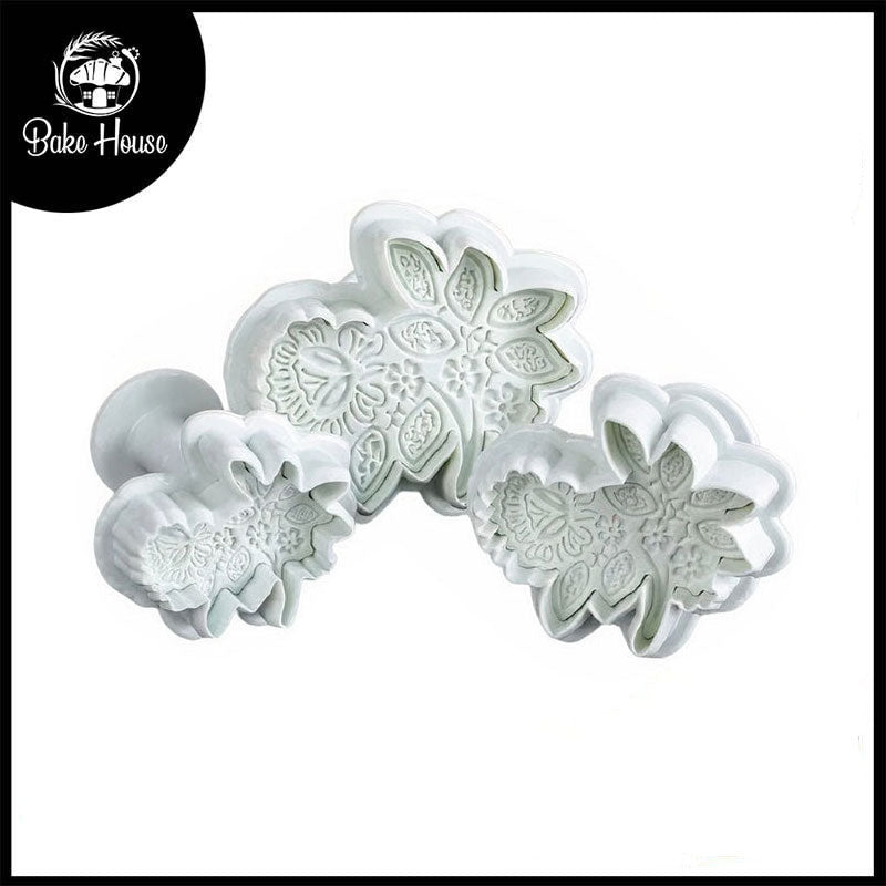 Flower With Leaves Plunger Cutter 3Pcs Set