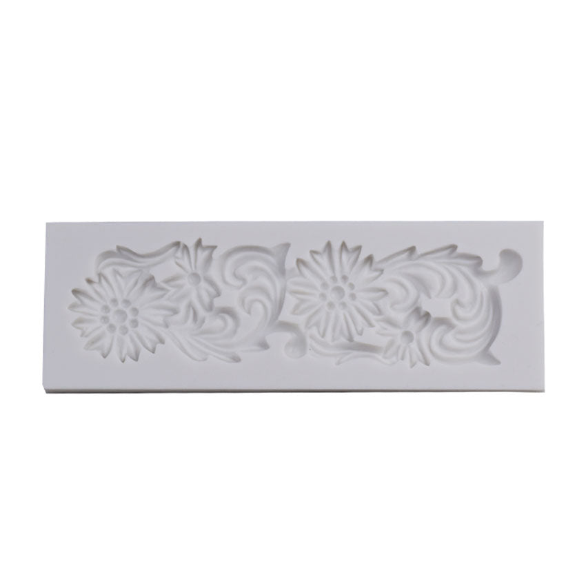 Flowers Design Cake Decorating Border Silicone Fondant Mold