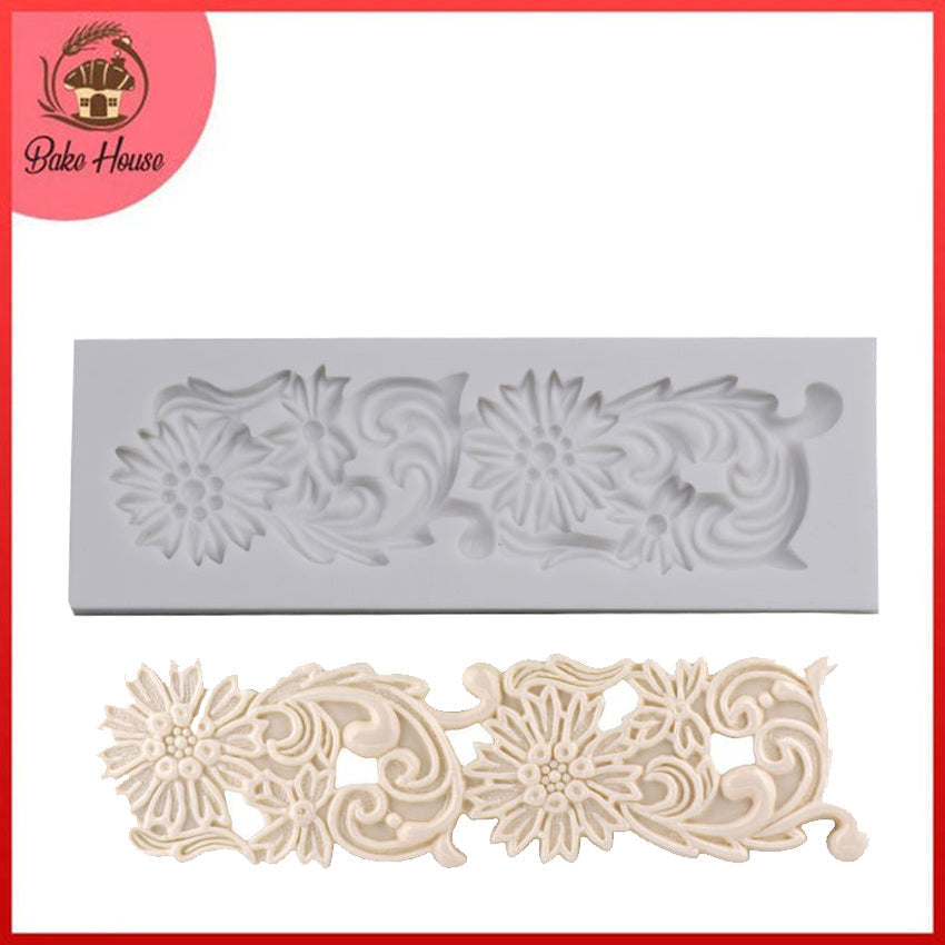 Flowers Design Cake Decorating Border Silicone Fondant Mold