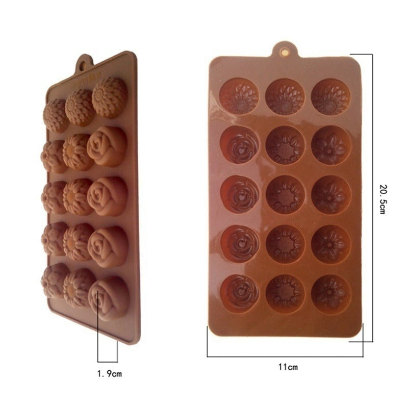 Flowers Silicone Chocolate & Candy Mold 15 Cavity