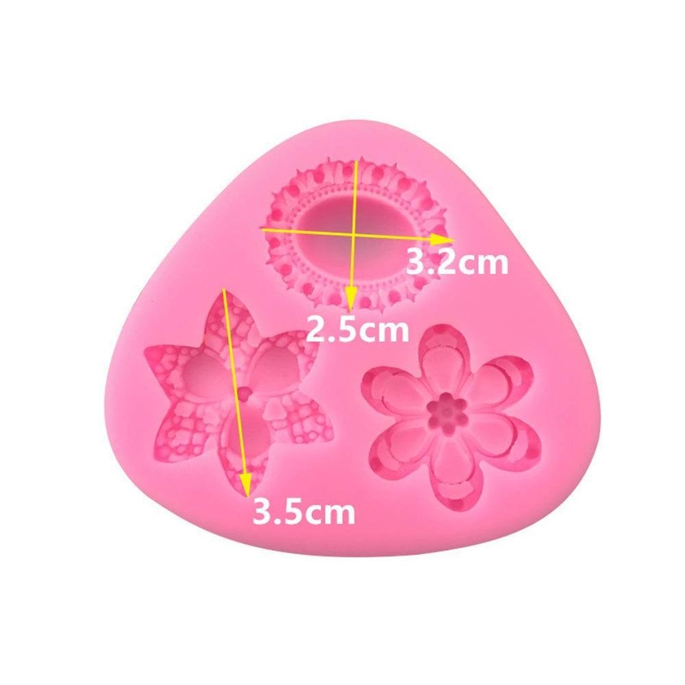 Flowers With Gem Silicone Fondant & Chocolate Mold 3 Cavity