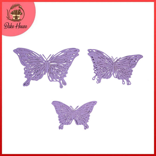 3D Periwinkle Color Butterflies For Decoration 12 Pcs Pack