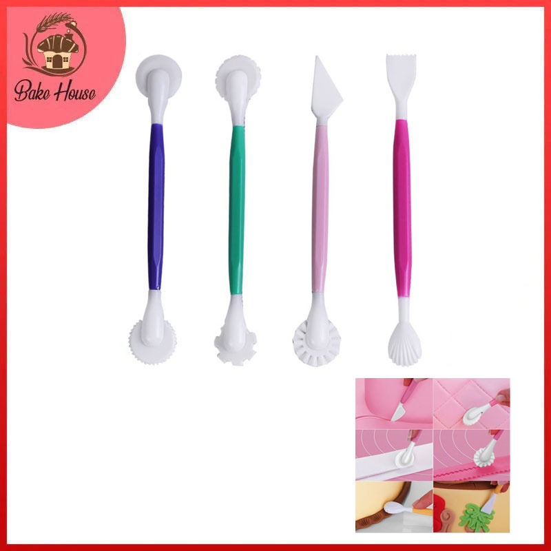 Fondant Modeling, Cutting & Embossing Double Sided Tools 4pcs Set