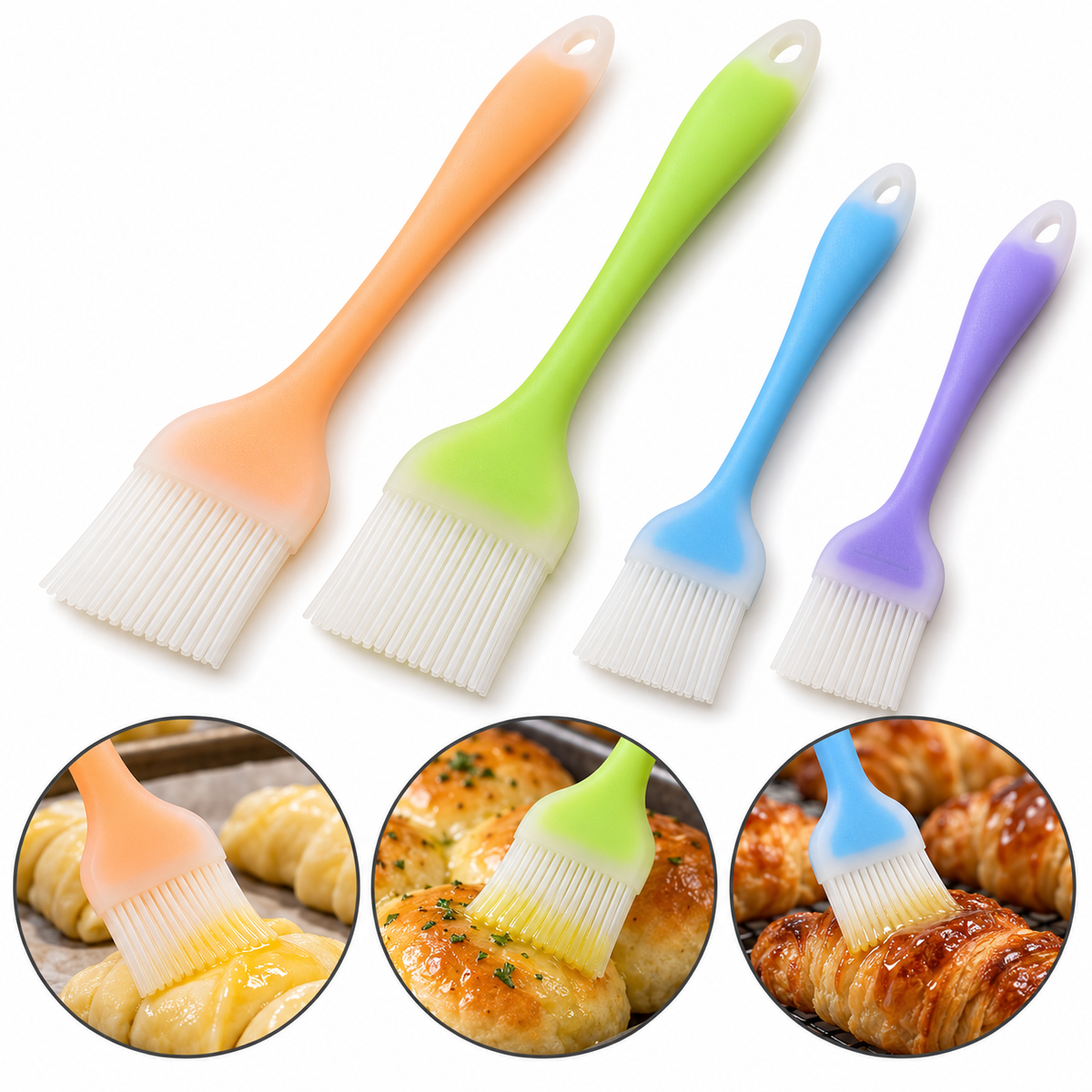 Silicone BBQ & Pastry Brush 4 Pcs Set