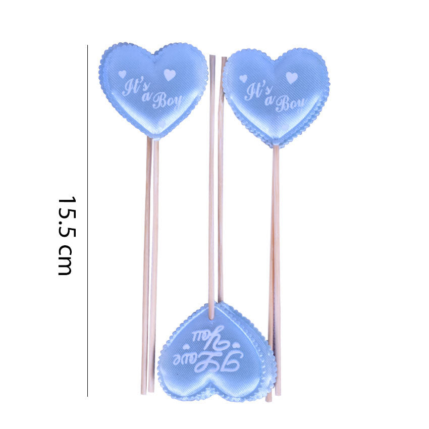 Double Sided It's A Boy & I Love You Message Cupcake Topper 6 Pcs Pack