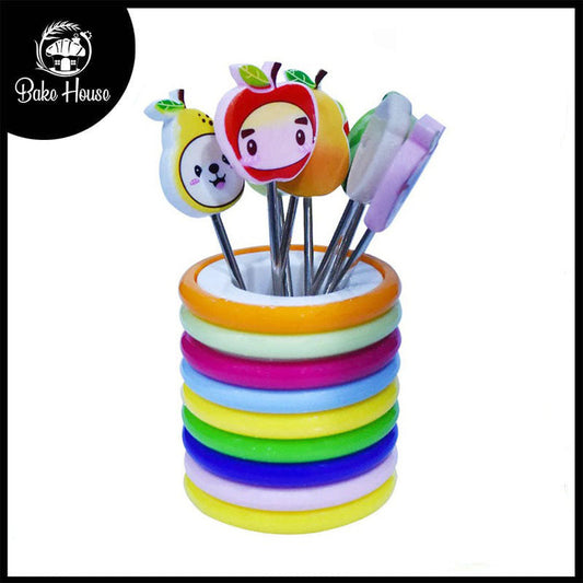 Fruit Fork Plastic & Stainless Steel 8Pcs Set