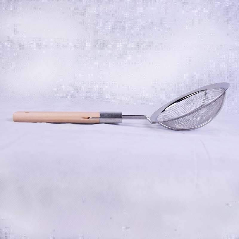 Frying Oil Strainer Wooden Handle 16cm Basket