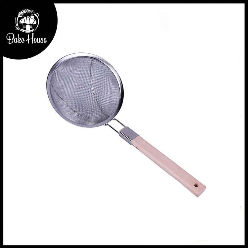 Frying Oil Strainer Wooden Handle 16cm Basket