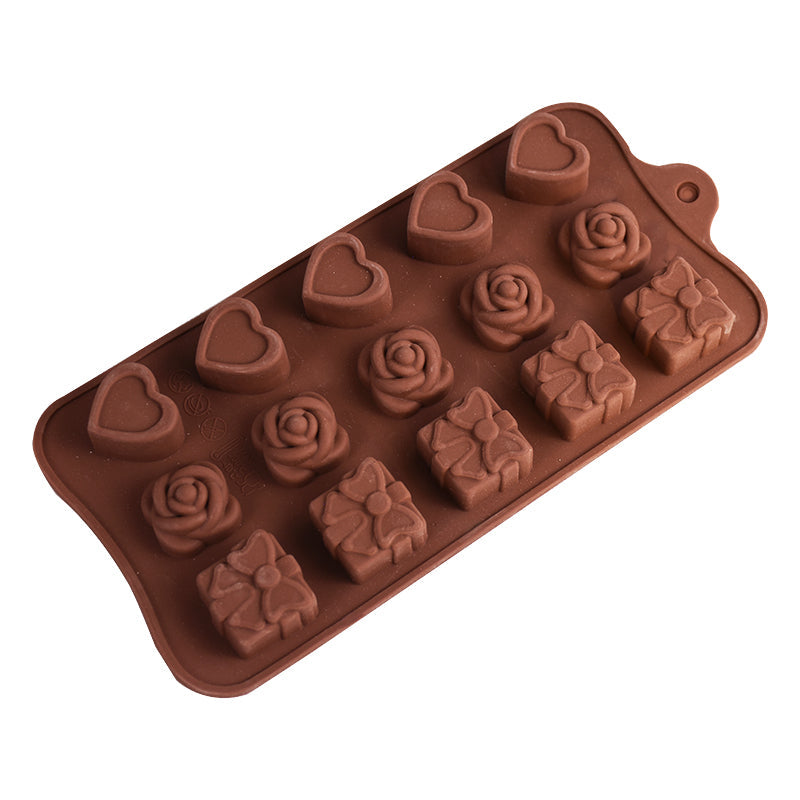 Gift Rose & Heart Silicone Chocolate Mold 15 Cavity