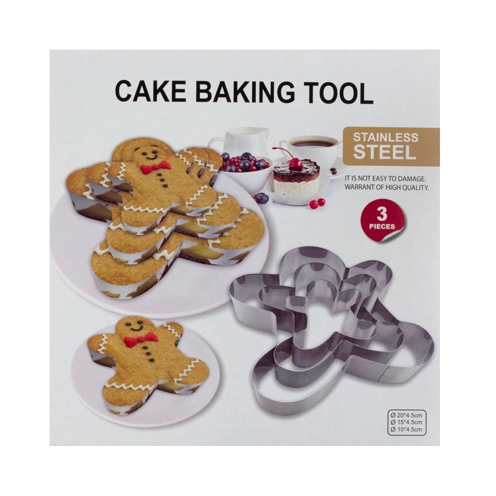 Gingerbread Man Cake Baking Tool Stainless Steel 3Pcs Set