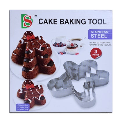 Gingerbread Man Cake Baking Tool Stainless Steel 3Pcs Set