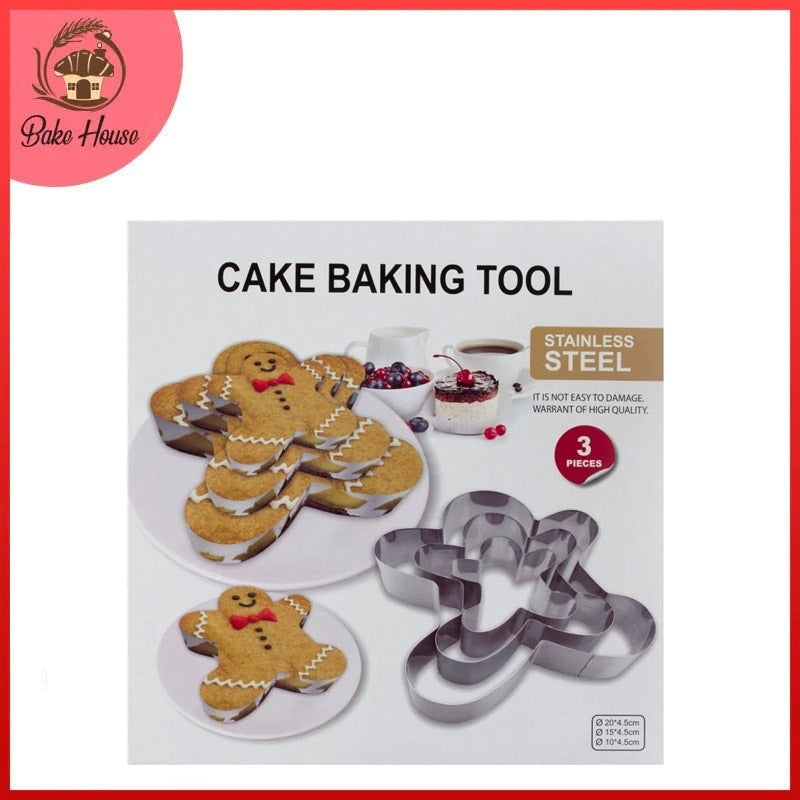 Gingerbread Man Cake Baking Tool Stainless Steel 3Pcs Set