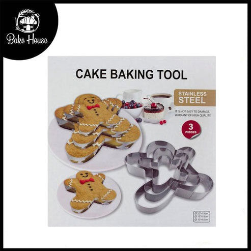 Gingerbread Man Cake Baking Tool Stainless Steel 3Pcs Set