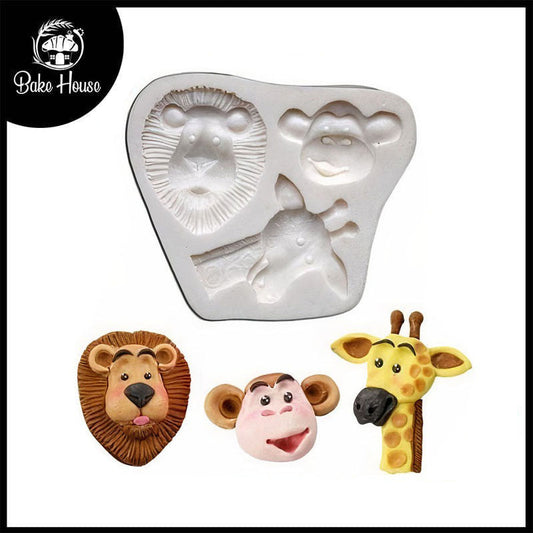 Giraffe Monkey & Lion Silicone Fondant Mold