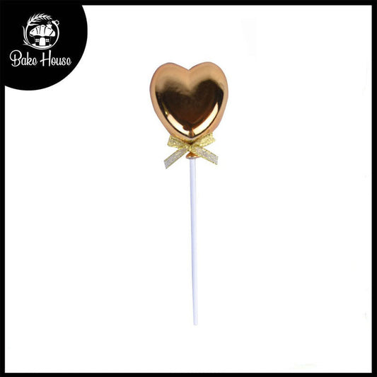 Golden Heart Cake Topper for Birthday, Anniversary, and Wedding Cake Decoration