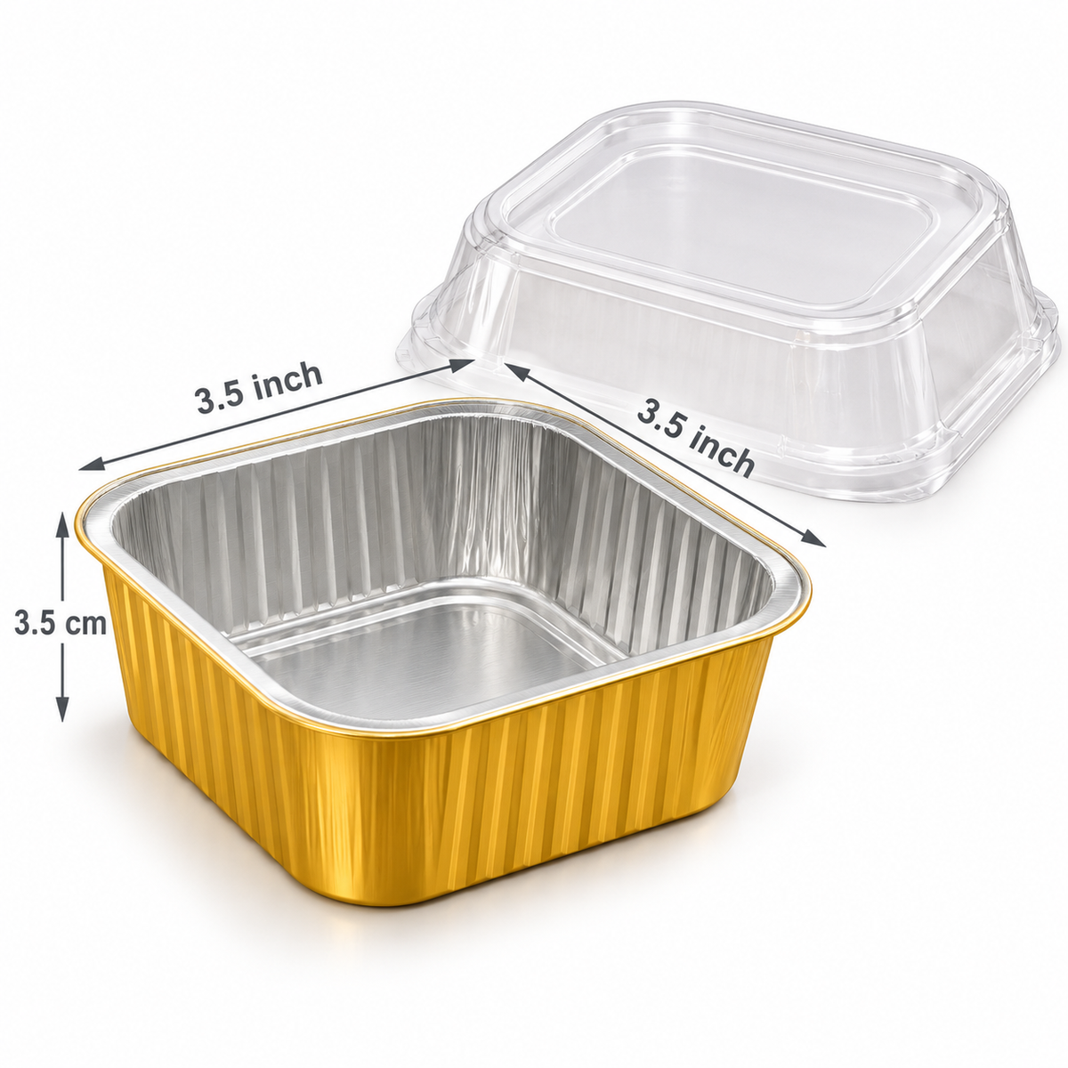 Disposable Gold Square Aluminum Foil Containers with Lids 5 Pcs Set