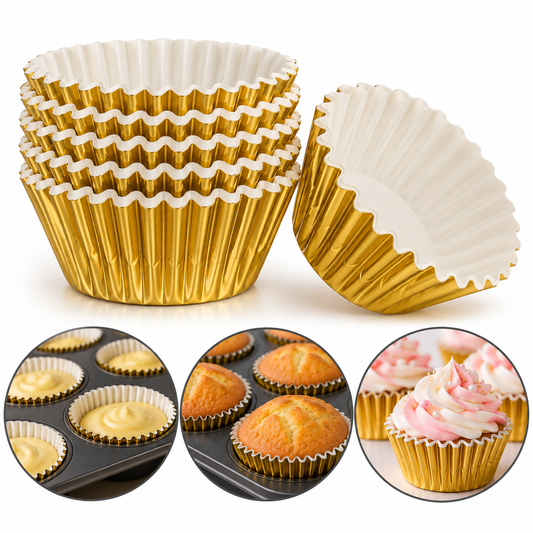 Golden Metallic Cup Cake Liner ( 100Pcs ) 6cm