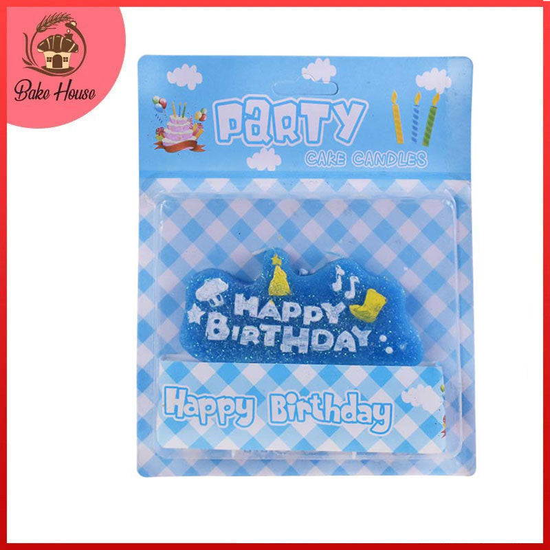 Happy Birthday Cake Candle (Design 1) Blue