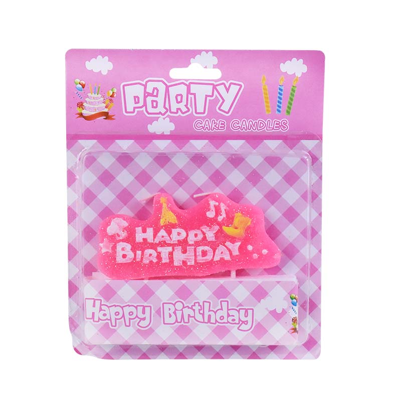 Happy Birthday Cake Candle (Design 1) Pink