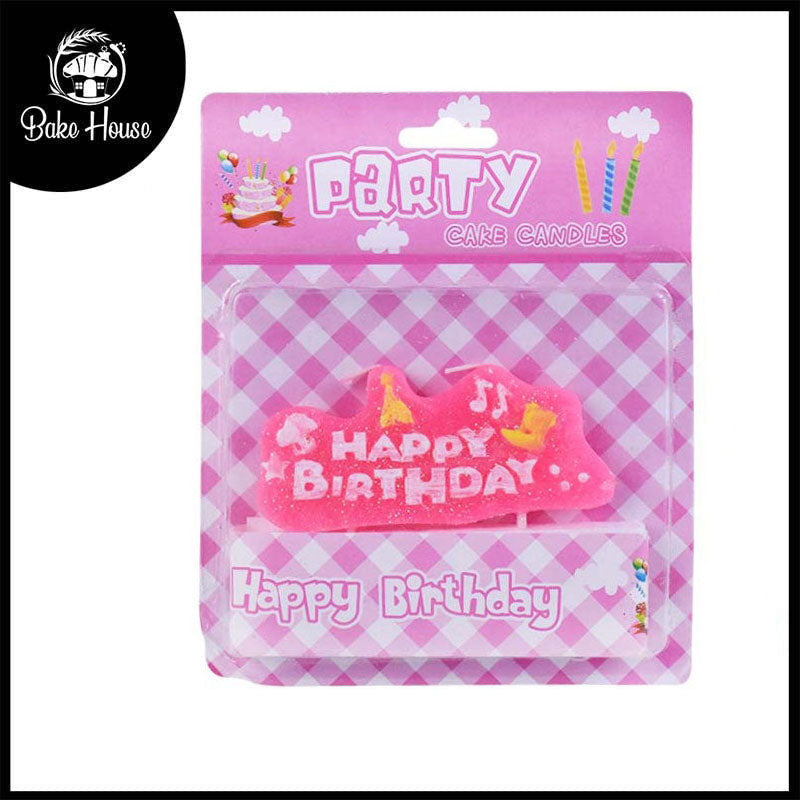 Happy Birthday Cake Candle (Design 1) Pink