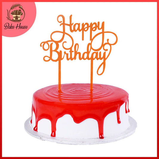 Happy Birthday Cake Topper (Design 18) Orange