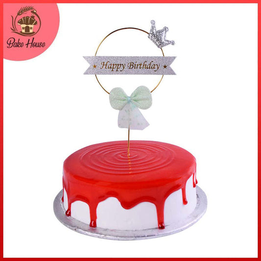 Happy Birthday Cake Topper (Design 19) Green Bow