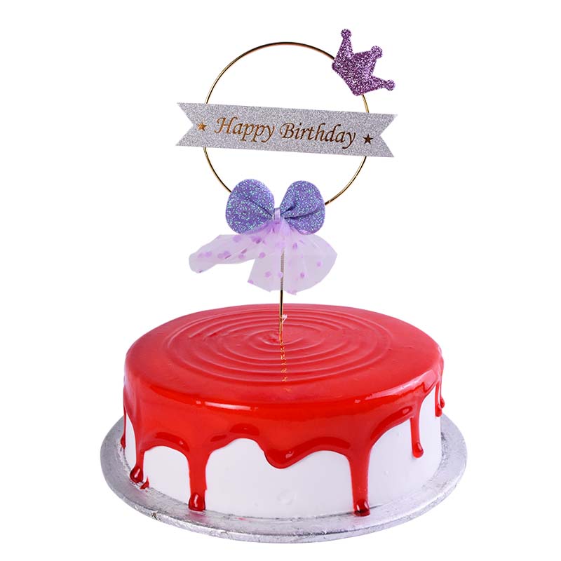 Happy Birthday Cake Topper (Design 19) Purple Bow