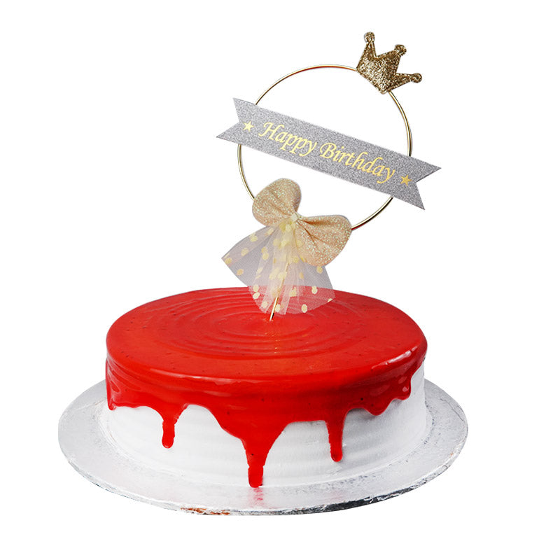 Happy Birthday Cake Topper (Design 19) Yellow Bow