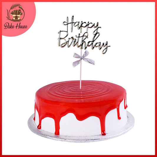 Happy Birthday Cake Topper (Design 20) Silver
