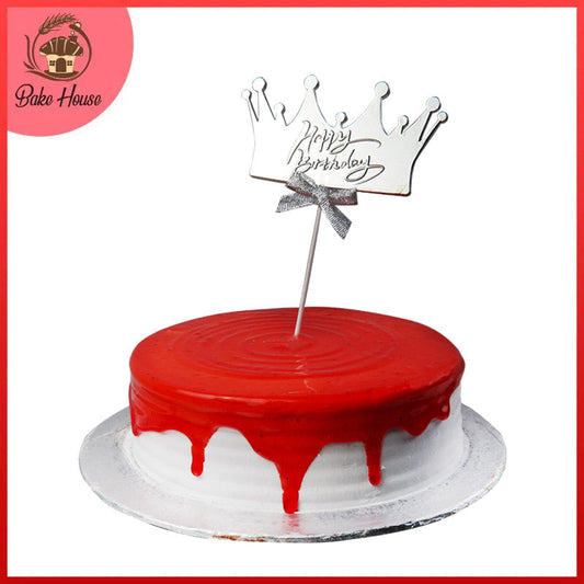 Happy Birthday Cake Topper (Design 26) Silver