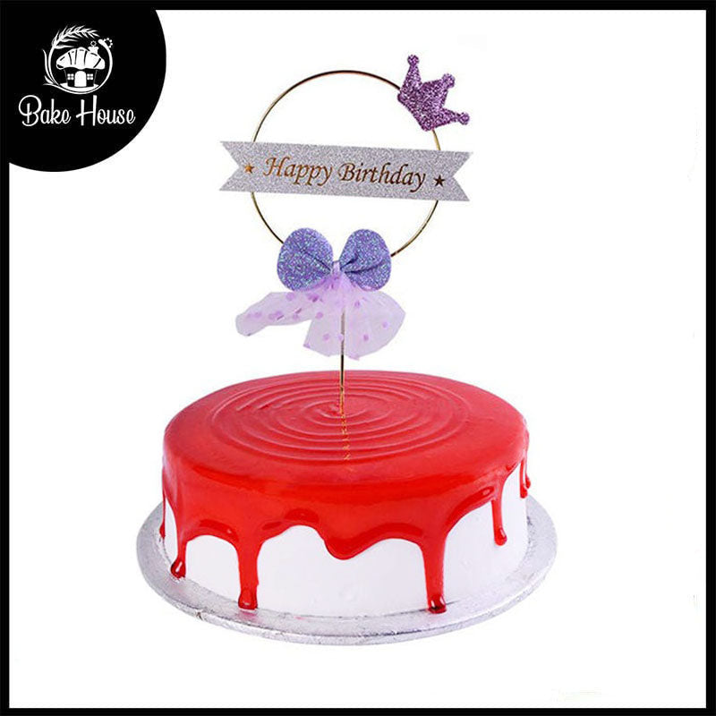 Happy Birthday Cake Topper Purple Bow