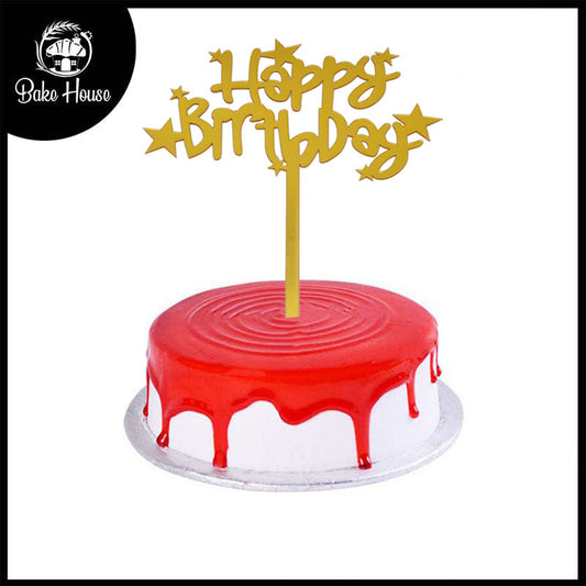 Happy Birthday Cake Topper With Star Design