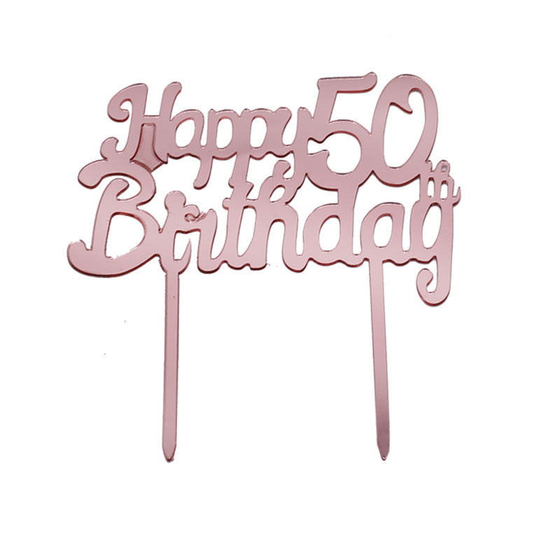 Happy 50th Birthday Cake Topper Pink