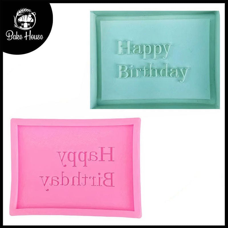 Happy Birthday Rectangle Shape Silicone Fondant Mold