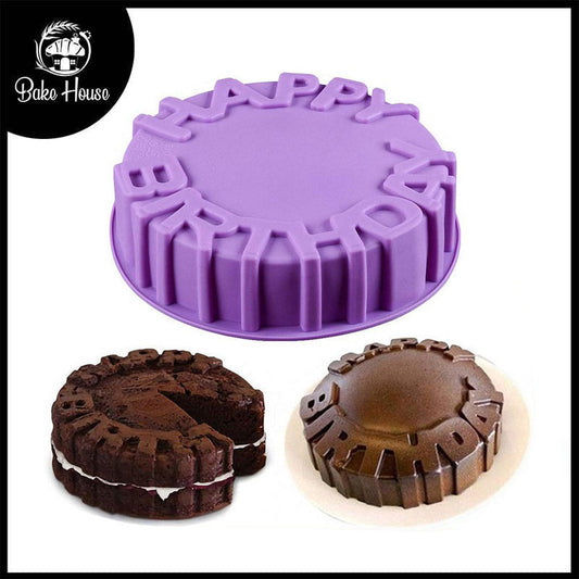 Happy Birthday Round Silicone Cake Baking Mold