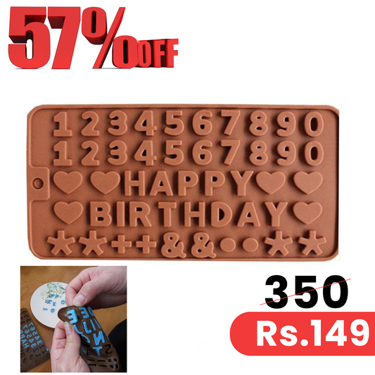 Happy Birthday, Numbers & Symbols Silicone Mold