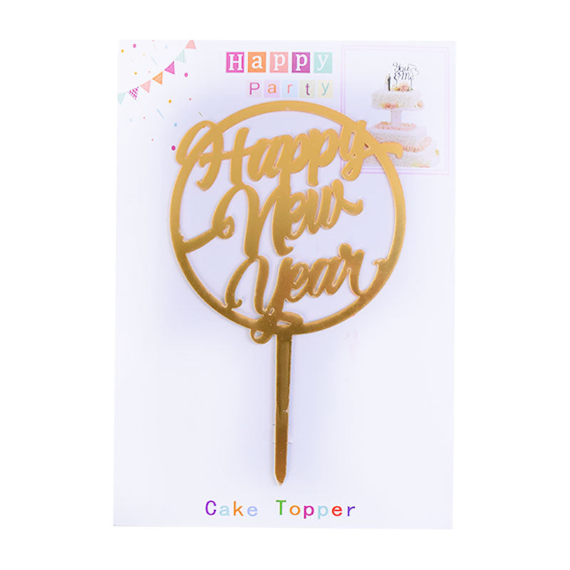Happy New Year Cake Topper (Design 4) Golden
