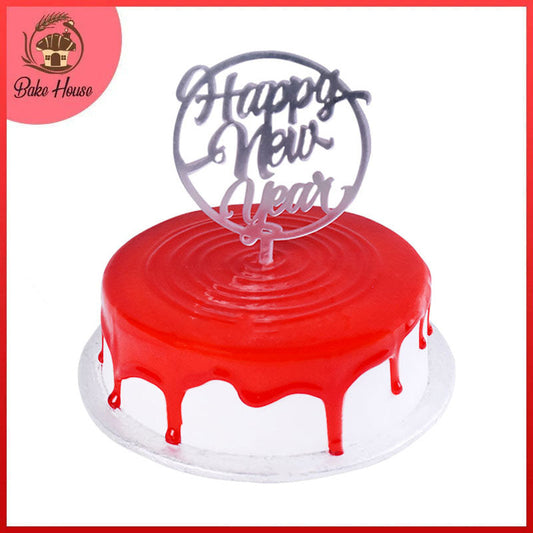 Happy New Year Cake Topper (Design 4) Silver