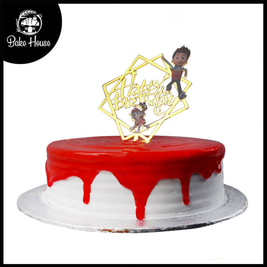 Happy Birthday Cake Topper In Cartoon Design