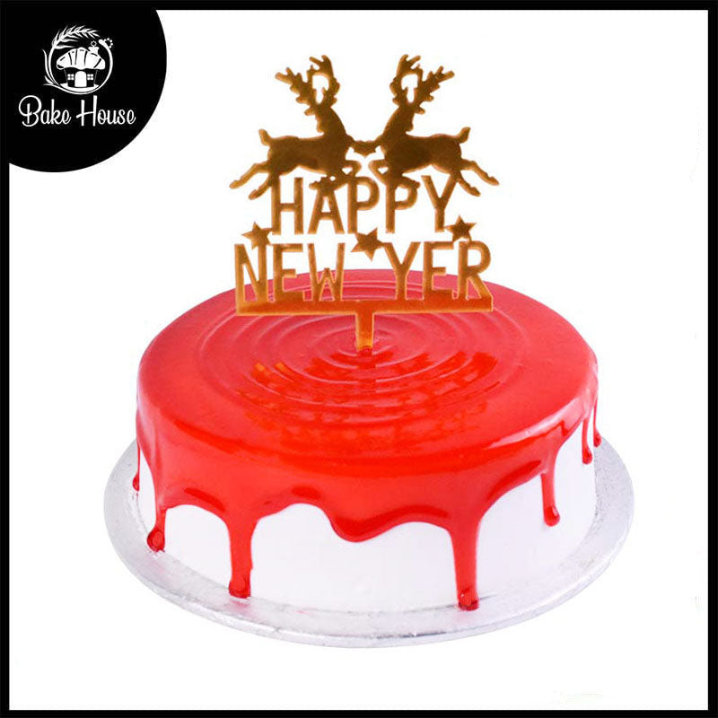 Happy New Year Cake Topper Golden