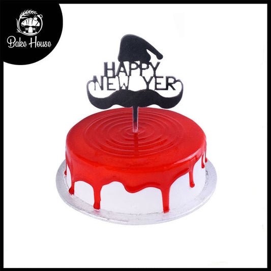 Happy New Year Cake Topper Silver