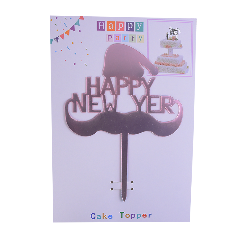Happy New Year Cake Topper Crystal Pink