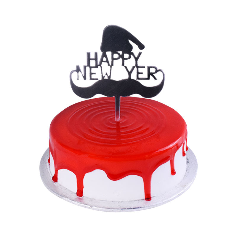 Happy New Year Cake Topper Silver