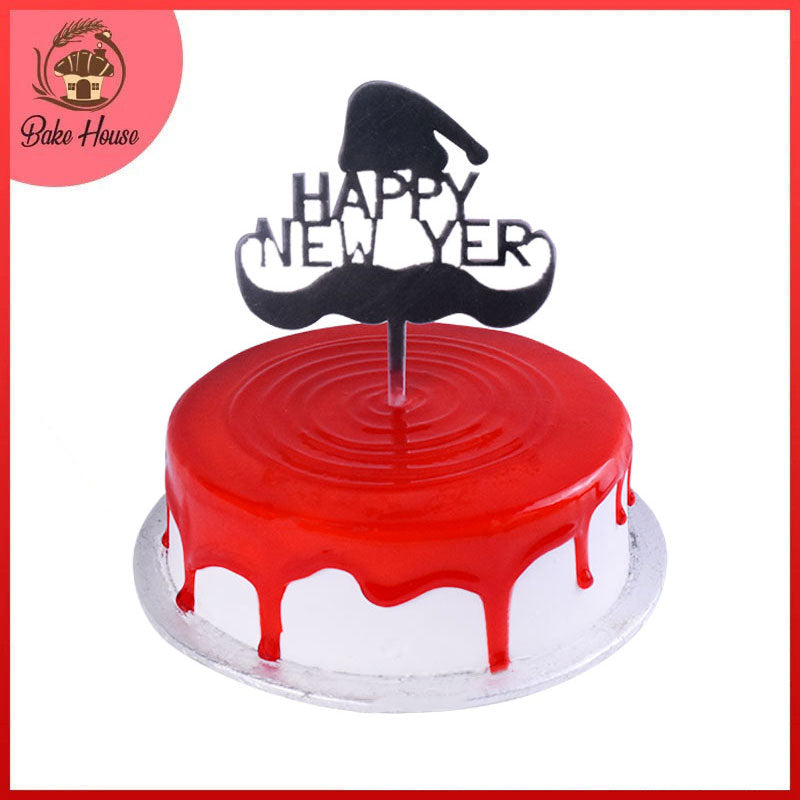 Happy New Year Cake Topper Silver