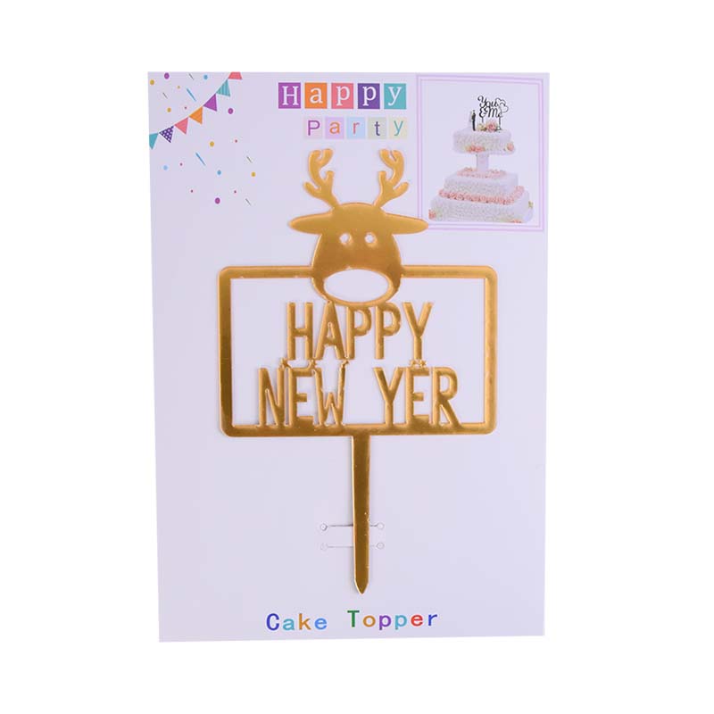 Happy New Year Cake Topper Golden Design 1