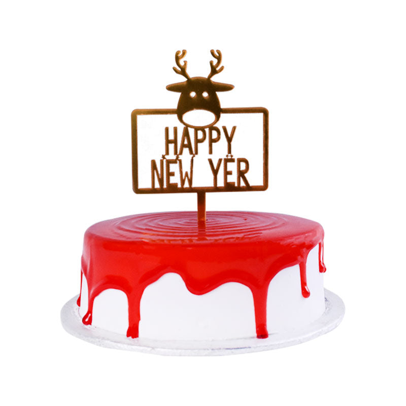 Happy New Year Cake Topper Golden Design 1