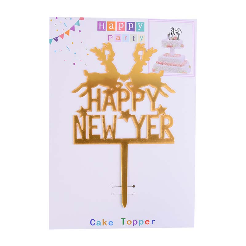 Happy New Yer Cake Topper Golden