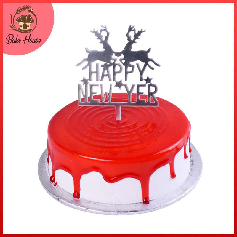 Happy New Yer Cake Topper (Design 3) Silver – Bake House - The Baking