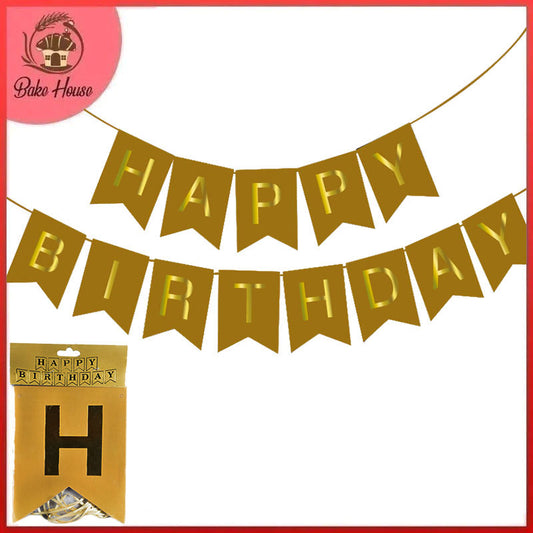 Happy Birthday Golden Bunting Banner For Birthday Party Decoration